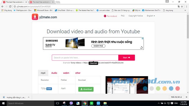 Trang web tải mp3 từ youtube Y2Mate.com